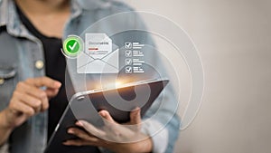 Digital Document Approval and Task Checklist on Tablet Screen