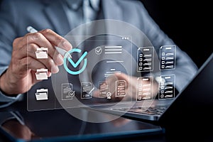 Digital document checklist and certificate approval with file, task management, and verification