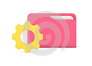 Digital document folder storage cloud backup reserve copy optimization 3d icon vector