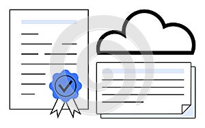Digital Document Management and Cloud-Based Certification Concept