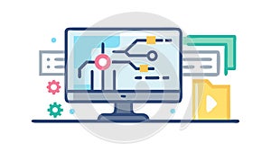 Digital Document Management and Data Flow Icon, vector design Generative AI