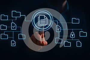 Digital document management system with folders workflow and approval icons