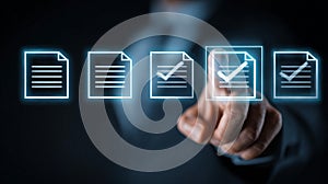 Digital document management system touchscreen interface selecting files
