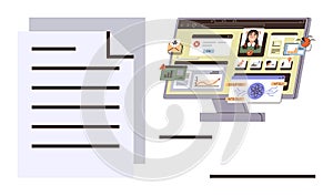 Digital Document Processing and Data Analysis on Computer Screen