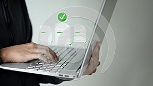 Digital Document Verification on Laptop Online Data Security