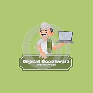 Digital doodhwala order milk online vector mascot logo