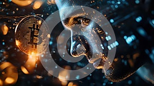 Digital Double Exposure of Bitcoin and Human Profile