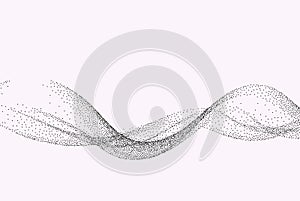Digital dynamic particle wave. Abstract wave flow on a white background. Big data visualization, computer technology
