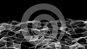 Digital dynamic wave. Abstract futuristic background with dots and lines. Big data visualization. 3D rendering