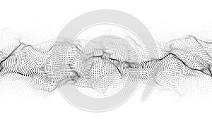 Digital dynamic wave of particles. Vector abstract white futuristic background. Big data visualization