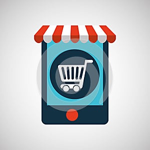 Digital e-commerce cart shopping icon design