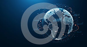 Digital Earth analyzing worldwide business data