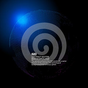 Digital earth and dotted line link glowing earth science and technology background, blue technology effect vector elements