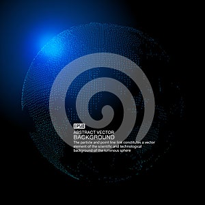 Digital earth and dotted line link glowing earth science and technology background, blue technology effect vector elements