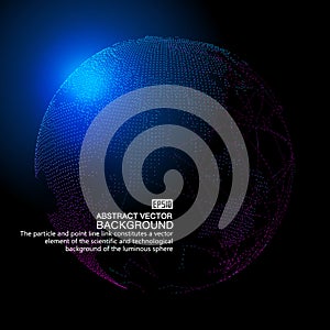 Digital earth and dotted line link glowing earth science and technology background, blue technology effect vector elements