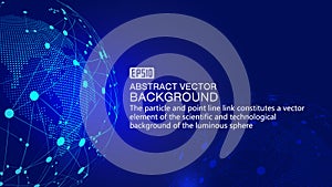 Digital earth and dotted line link glowing earth science and technology background, blue technology effect vector elements