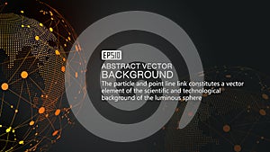 Digital earth and dotted line link glowing earth science and technology background, blue technology effect vector elements