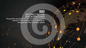 Digital earth and dotted line link glowing earth science and technology background, blue technology effect vector elements