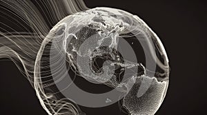 Digital earth globe displaying global network data connection