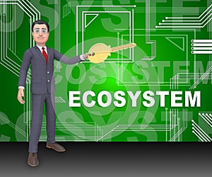 Digital Eco System Data Interaction 3d Rendering