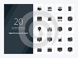 20 Digital Economy Business Solid Glyph icon for presentation
