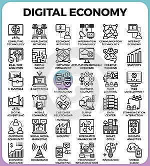 Digital economy concept icons