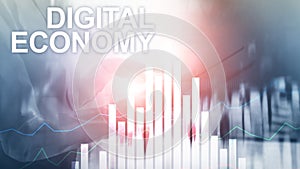 DIgital economy, financial technology concept on blurred background.