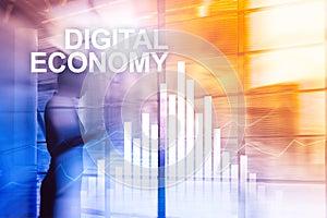 DIgital economy, financial technology concept on blurred background