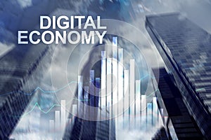 DIgital economy, financial technology concept on blurred background