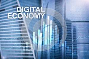 DIgital economy, financial technology concept on blurred background