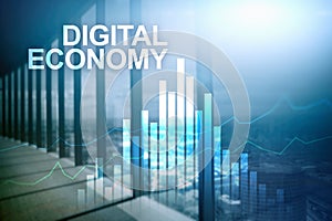 DIgital economy, financial technology concept on blurred background