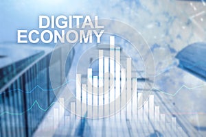 DIgital economy, financial technology concept on blurred background