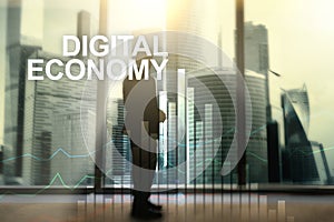 DIgital economy, financial technology concept on blurred background