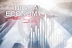 DIgital economy, financial technology concept on blurred background