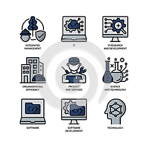 Digital Economy icons set