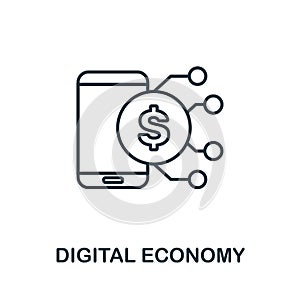 Digital Economy outline icon. Thin line concept element from fintech technology icons collection. Creative Digital Economy icon