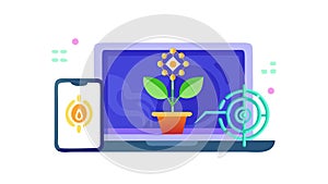 Digital Education Growth. Online Learning Platform, vector design Generative AI