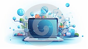 digital education tool technology inspired illustration on white background