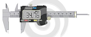 Digital, electronic vernier caliper. 3D rendering