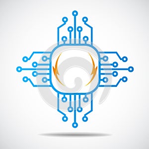 Digital electronics logo design circuit tech elements. Electronics icon. Tech logo.