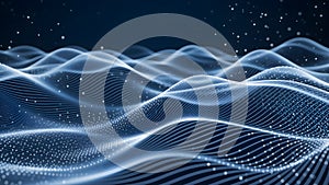 Digital Elegance: Flowing Blue Data Waves Abstract Background