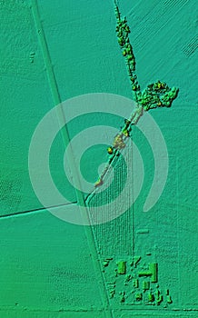 Digital elevation model of a fields and meadows