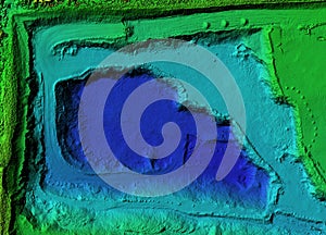 Digital elevation model of a mine with steep walls photo