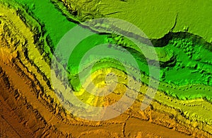 Digital elevation model of a mine with steep walls for GIS usage