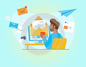 Digital email marketing strategy. Reaching online audience with email marketing campaign