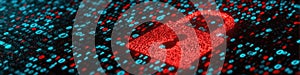 Digital Encryption Concept: Unlocked Padlock in Fiery Binary Code Data