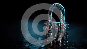Digital Encryption Concept: Unlocked Padlock in Fiery Binary Code Data