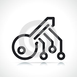 Digital encryption key line icon