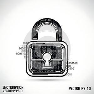 Digital Security Padlock with Binary Code