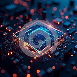 Digital Energy Flow in Circuit Board High Tech Electronic Pattern Background